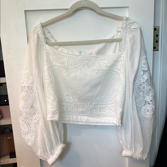 FARM Rio Tops - FARM rio Embroidered White Women's Top